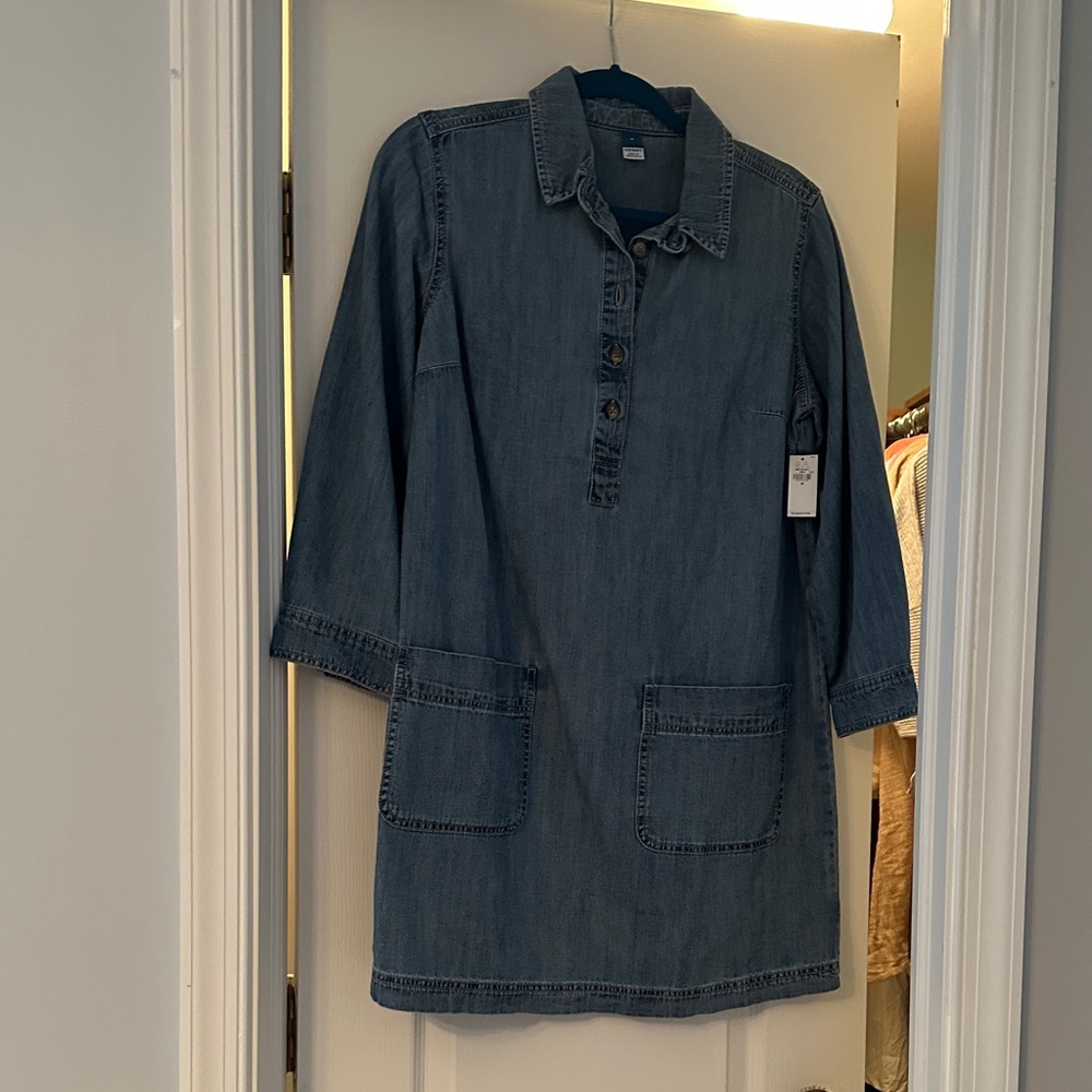 NWT Old Navy popover denim dress medium